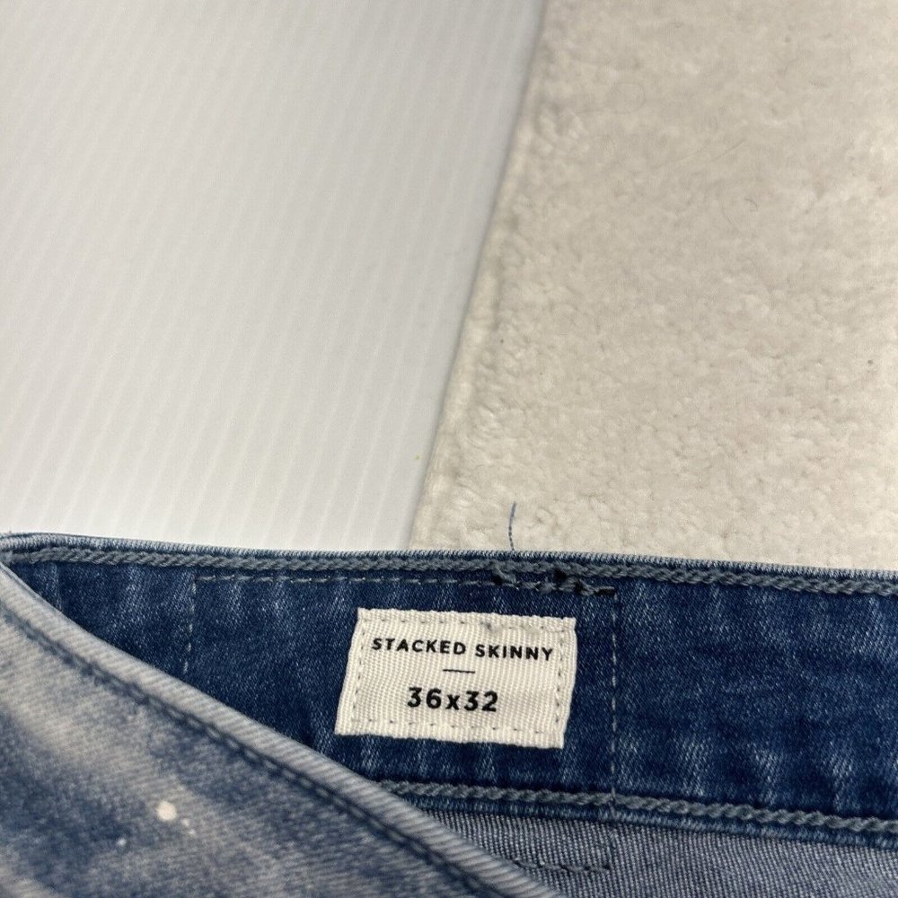 PacSun Womens Stacked Skinny Stretch Jeans Lt Wash Denim Distressed 36 x 32 - Picture 11 of 13